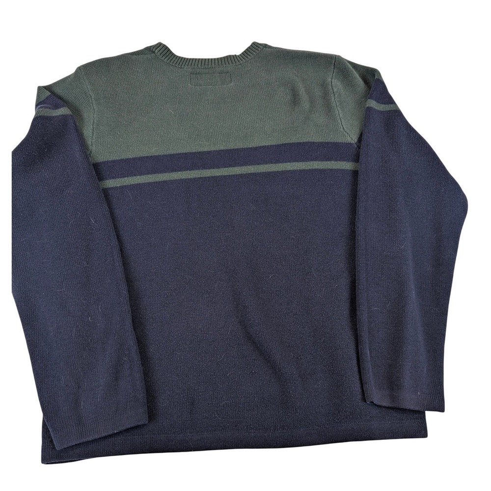 Vintage Abercrombie & Fitch‎ Mens XL Green Navy Colorblock Crew Neck Sweater Y2K